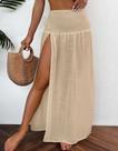 Saia Longa Feminina Fenda Lateral Saida de Praia Franzida Elástico Moda Verão