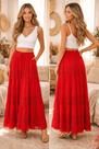 Saia Longa Indiana Boho Chic Feminina Vermelha Forrada Tamanho G Moda Boêmia Elegante