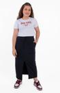 Saia Longa Juvenil Feminina com Fenda Frontal Moletinho Preto Saia Longa Juvenil Feminina com Fenda Frontal Moletinho Preto