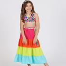 Saia Longa Kids Diana Colorida Com Cinto Colorido Siri kids