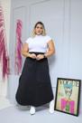 Saia Longa Plus Size Feminina De Moletinho Com Fenda Lateral