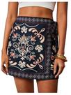 Saia MakeMechic Summer Boho Wrap Mini Beach preta para mulheres Saia MakeMechic Summer Boho Wrap Mini Beach preta para mulheres