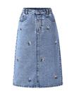 Saia MakeMechic Y2k Jeans Elástica de Cintura Alta Girl 9Y Flower