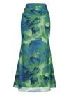 Saia maxi Allegra K de malha floral de cintura alta para mulheres Saia maxi Allegra K de malha floral de cintura alta para mulheres