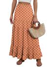 Saia maxi ANRABESS, elástica de cintura alta, em camadas, evasê, floral Saia maxi ANRABESS, elástica de cintura alta, em camadas, evasê, floral