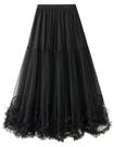 Saia maxi de tule COZYPOIN elástica de cintura alta A Line preta