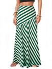 Saia maxi EXLURA Boho listrada de cintura alta evasê verde feminina