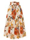 Saia maxi feminina de cintura alta em camadas, cintura elástica floral