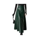 Saia Maxi Feminina De Couro PU De Cintura Alta Primavera 2024 Elegante Casual Longa Com Zíper