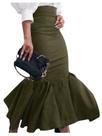 Saia maxi GORGLITTER Ruffle Bodycon Fishtail de cintura alta