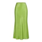 Saia maxi GuuFeu, seda, cetim, elástica, cintura alta, preta, feminina