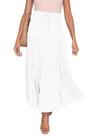 Saia maxi HAEOF Flowy Boho elástica de cintura alta com bolsos