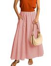 Saia maxi HangNifang, xadrez, elástico de verão, elástico em A para mulheres Saia maxi HangNifang, xadrez, elástico de verão, elástico em A para mulheres