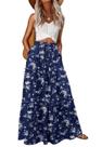 Saia maxi Lepunuo Summer de cintura alta fluida com bolsos femininos