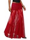 Saia maxi MakeMechic de renda floral transparente com bolinhas vermelhas