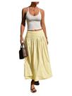 Saia maxi MakeMechic, xadrez, guingão, fluida, cintura baixa, amarela Saia maxi MakeMechic, xadrez, guingão, fluida, cintura baixa, amarela