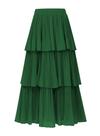 Saia maxi OULESIS feminina de chiffon verde escuro com babados em camadas