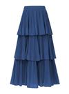 Saia maxi OULESIS plissada em chiffon azul marinho para mulheres