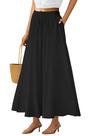 Saia maxi PRETTYGARDEN 2025 com babado de verão, cintura alta, preta