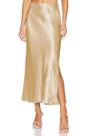 Saia Maxi Slit Skrtimory com estampa de leopardo de seda acetinada para mulheres