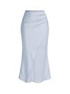 Saia maxi SOLY HUX feminina, envoltório de cetim, cintura alta, azul claro