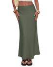 Saia maxi TEDDIFY feminina elástica de cintura alta, linho, branca Saia maxi TEDDIFY feminina elástica de cintura alta, linho, branca