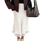 Saia maxi Thopavenoir com bolinhas e seda com acabamento em renda para mulheres Saia maxi Thopavenoir com bolinhas e seda com acabamento em renda para mulheres