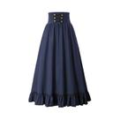 Saia Maxi Vitoriana Para Mulheres, Cintura Alta, Com Babados, Estilo Casual Para Festas, Estilo