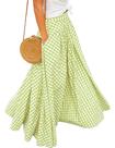 Saia maxi, xadrez feminina de verão, guingão, cintura alta Saia maxi, xadrez feminina de verão, guingão, cintura alta