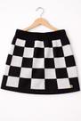 Saia menina two in jacquard tricot quadriculado preto e branco