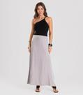 Saia Midi Acetinada Dianna Cinza