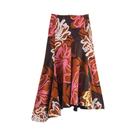 Saia Midi Assimétrica Com Estampa Vintage Para Mulheres, Verão, Zíper Traseiro, Elegante, Moda De