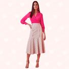 Saia Midi C/ Detalhes Botões - Moda Casual Chic