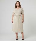 Saia Midi Com Bolso Plus Size Secret Glam Bege