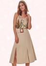 Saia Midi com Fivela Madeira - Moda Casual Chic