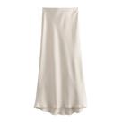 Saia Midi de Cetim Casual e Elegante para Mulheres - Cintura Média - Primavera/Verão