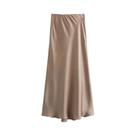 Saia Midi de Cetim com Cintura Alta Elástica - Moda Feminina Chique Saia Midi de Cetim com Cintura Alta Elástica - Moda Feminina Chique