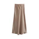 Saia Midi De Cetim De Cintura Alta Para Mulheres, Casual, Estilo Streetwear, Saia Longa De Verão