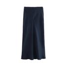 Saia Midi De Cetim De Cintura Alta Para Mulheres, Elegante E Longa, Saia De Verão Para Escritório
