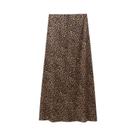 Saia Midi De Cintura Alta Com Estampa De Leopardo Para Mulheres, Saia Longa Vintage Com Drapeado