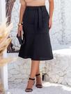 Saia Midi De Linho Com Bolsos Acompanha Cinto (ref 02358) (B)