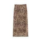 Saia Midi De Tule Com Estampa De Leopardo Para Mulheres, Cintura Alta, Verão 2024, Saia Longa Estilo
