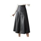 Saia Midi Elegante De Couro PU Com Cintura Alta Para Mulheres ZANZEA Moda Escritório Festa