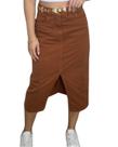 Saia midi em brim com costura Nami