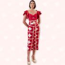 Saia Midi Estampada com Pregas - Moda Casual Chic