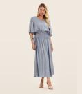 Saia Midi Feminina Cós Com Elástico Endless Azul