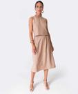 Saia Midi Feminina Crinkle Marisa Bege-52513