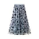 Saia Midi Feminina De Cintura Alta Com Estampa Floral Em Tule, Plissada Em Malha, Estilo Coreano, Saia Midi Feminina De Cintura Alta Com Estampa Floral Em Tule, Plissada Em Malha, Estilo Coreano,