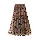 Saia Midi Feminina De Cintura Alta Com Estampa Floral Em Tule, Plissada Em Malha, Estilo Coreano,