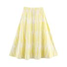 Saia Midi Feminina Elegante Romântica De Cintura Alta Estampada Com Combinação De Cores Modelo a